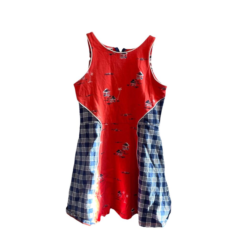 American Girl Dress Girls Size 8 Red Plaid Nanea Zip Up Sleeveless Hawaii